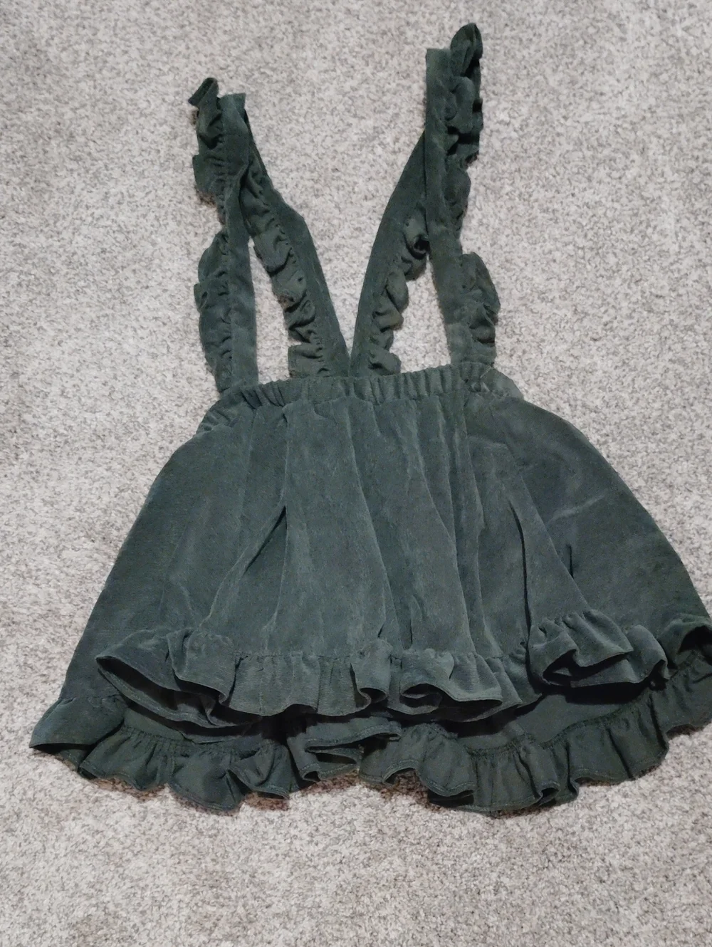 Numi Girls Ruffled Dark Green Pinafore Skirt with Suspender Straps